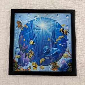 Y2K Open Road Jeff Wilkie Framed Print Underwater Dolphins Holographic 14x14